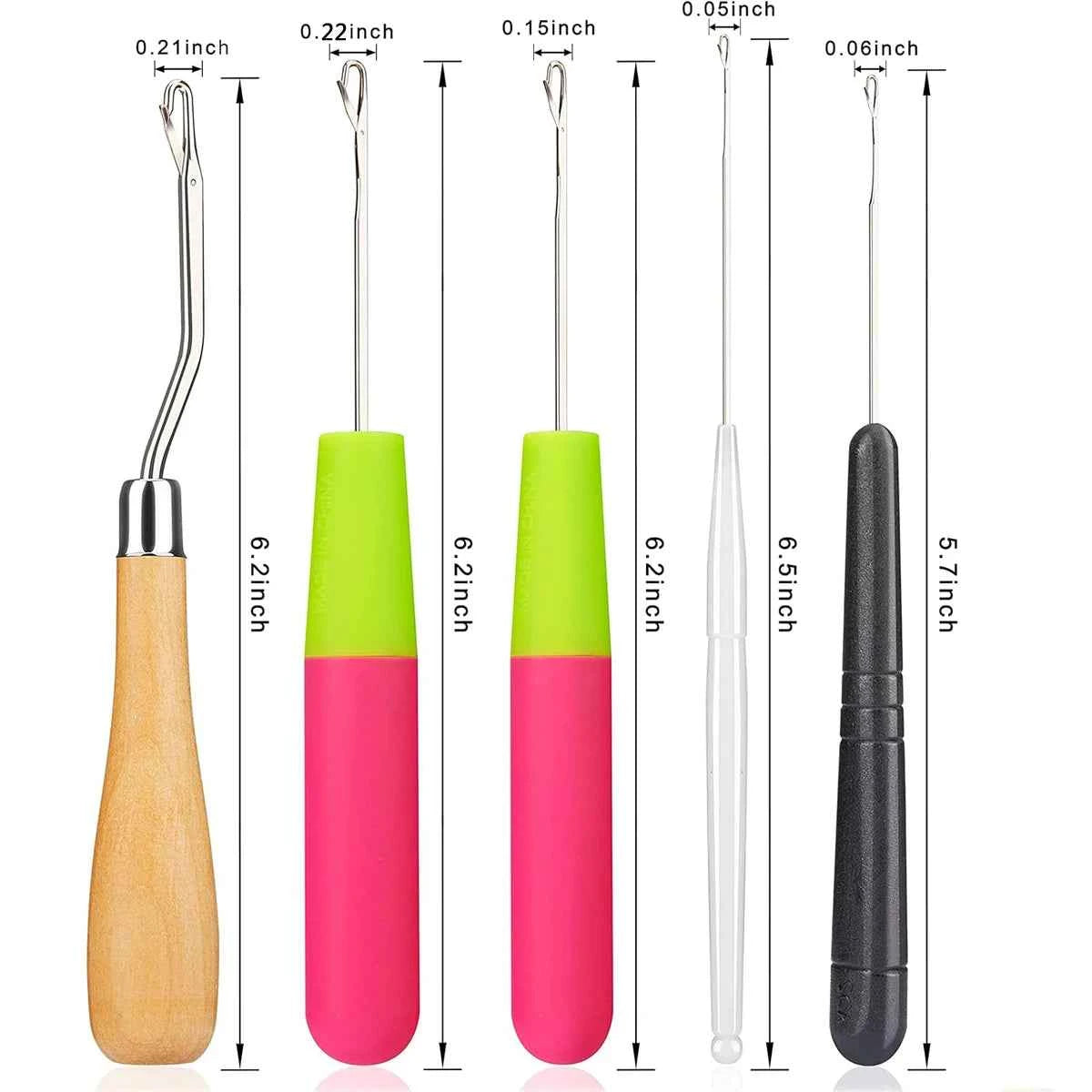 Dreadlock Diva 5Pcs Bent Latch Hook Set - Effortless Hair Braiding & Crochet Tool for Stunning Styles