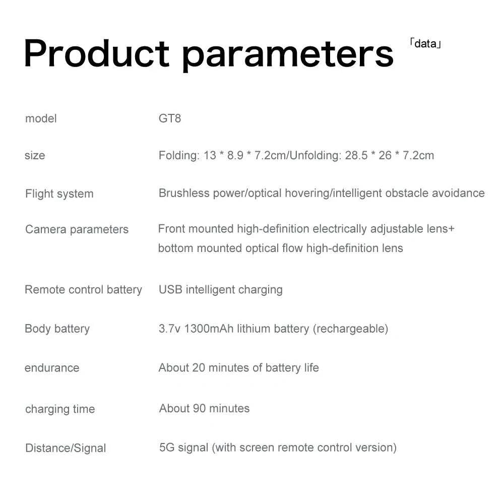 NEW GT8 Drone HD Aerial Photography Intelligent Obstacle Avoidance Smart Hover Helicopter 360° Flip Remote Control Quadcopter The jack market .AU The jack market .AU Drones $ 119 14:29#QZ-GT8
