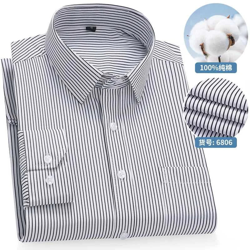 High Quality 100% Cotton Men's Shirts Long Sleeve Slim Fit Business Formal Striped Shirt Social Male Clothing Plus Size 8XL 7XL The jack market .AU The jack market .AU Men Fashion $ 43 14:691#6808;5:200000900#47 Size (100-110KG)