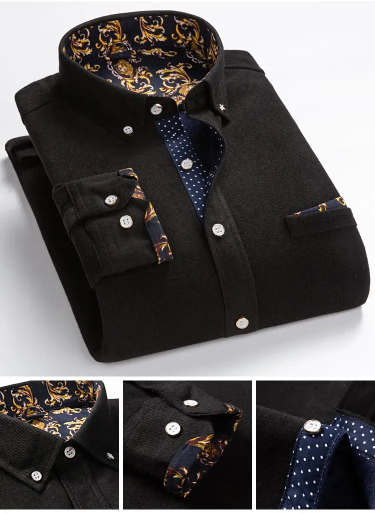 Mens Clothing Shirt For Men Long Sleeve Casual Shirt Winter Camisas Blouse Men's Streetwear Autumn Streetdress Thick Hombre