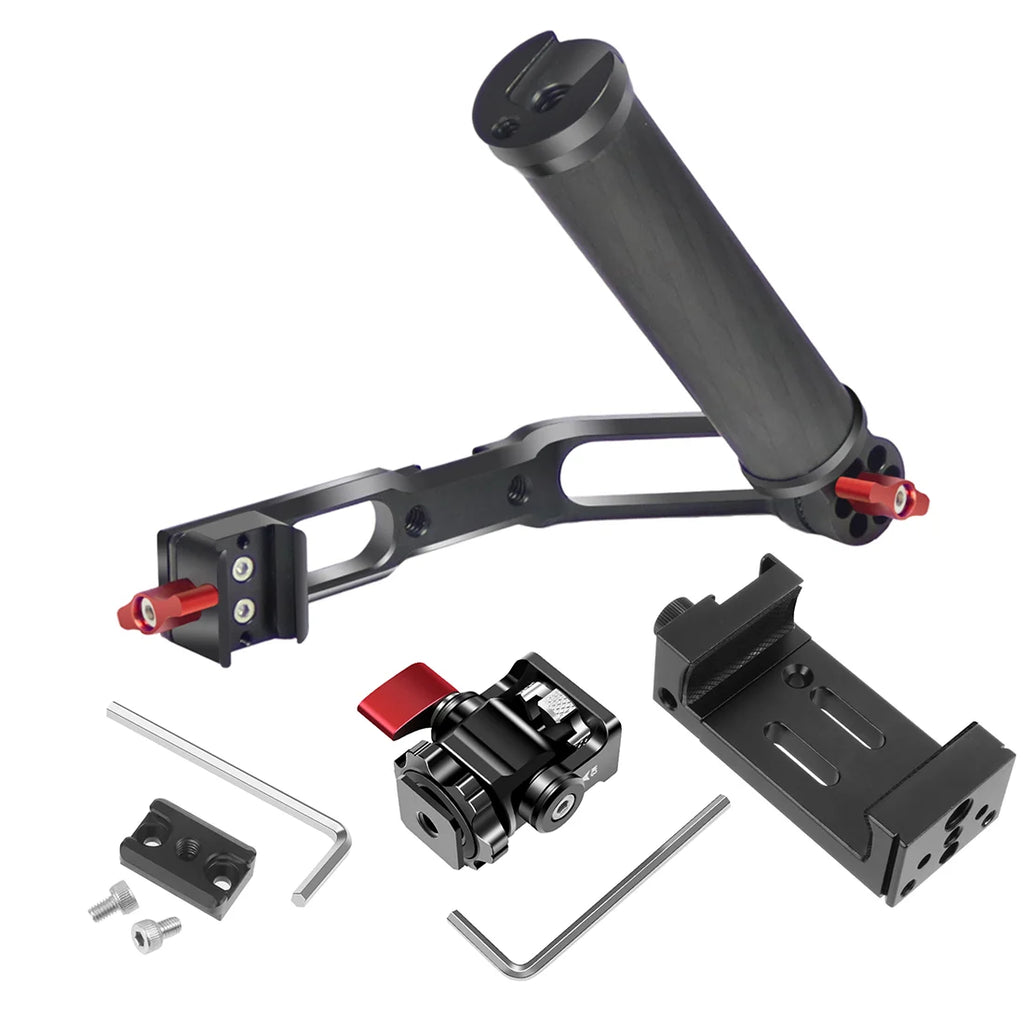 Carbon Fiber L Bracket Handle Grip Foldable Cold Shoe Mount Clamp for DJI Ronin RS3 RS4 Mini RS2 RSC2 Handheld Gimbal Stabilizer