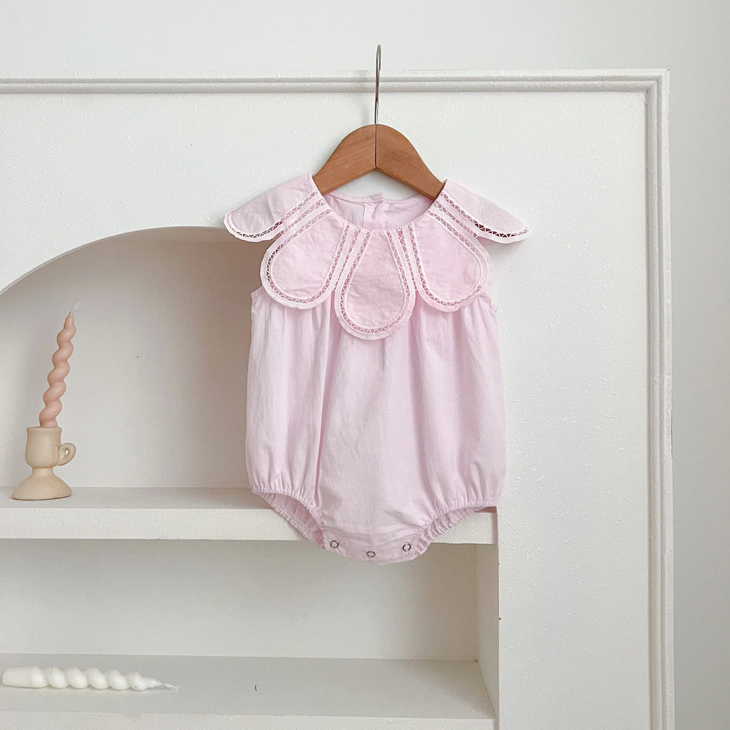Sisters Dress Summer Kids Princess Dresses Short Sleeved Cotton Solid Color Splicing Infant Baby Romper Baby Girl Party Dress
