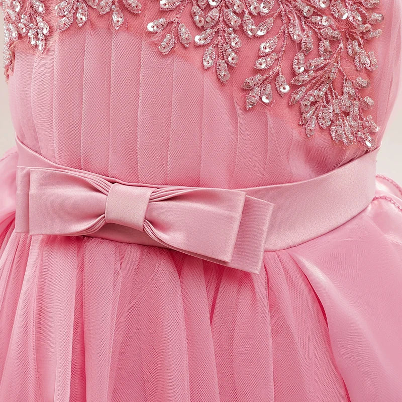 Flower Girls Bridesmaid Dresses For Wedding Party Gown Elegant Kids Trailing White Princess Dress Long Formal Evening Vestidos