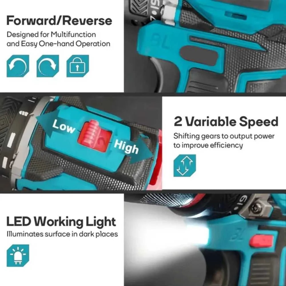 10mm Brushless Electric Impact Drill Driver 2-Speed Cordless Power Tool for Home DIY Construction 18V Battery Not Included The jack market .AU The jack market .AU Home $ 84 14:771#No battery