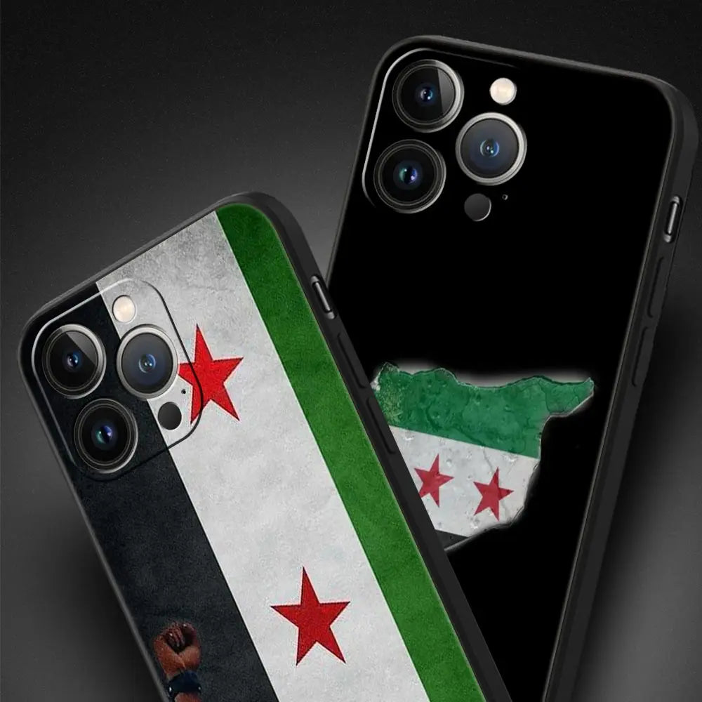Phone Case For iPhone 16 15 14 13 12 11 Pro Max XS X XR SE 7 8 Plus Soft Silicone Black Cover Funda Luxury Syria flag