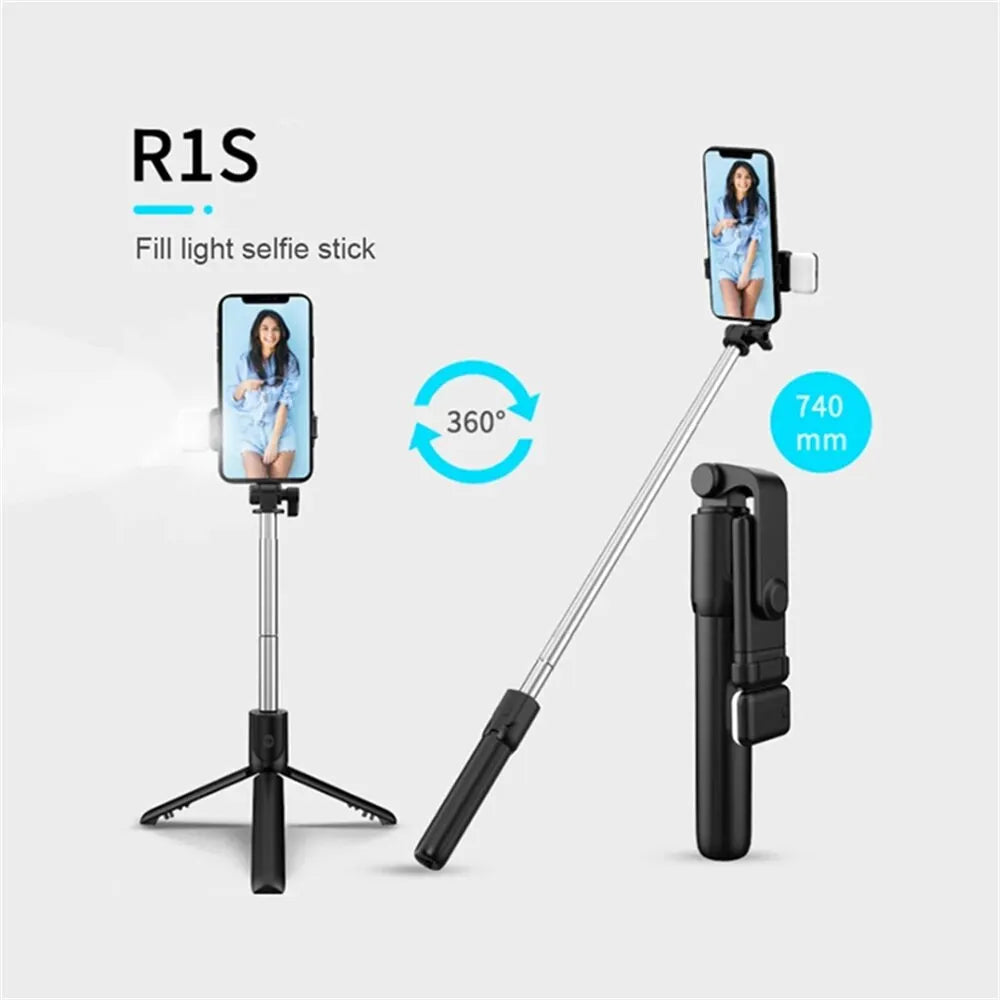 Portable Bluetooth Selfie Stick Tripod Holder with Remote Shutter Fill Light Extendable Wireless Remote Retractable Phone Stand - Jack market 1988Jack Market 1988