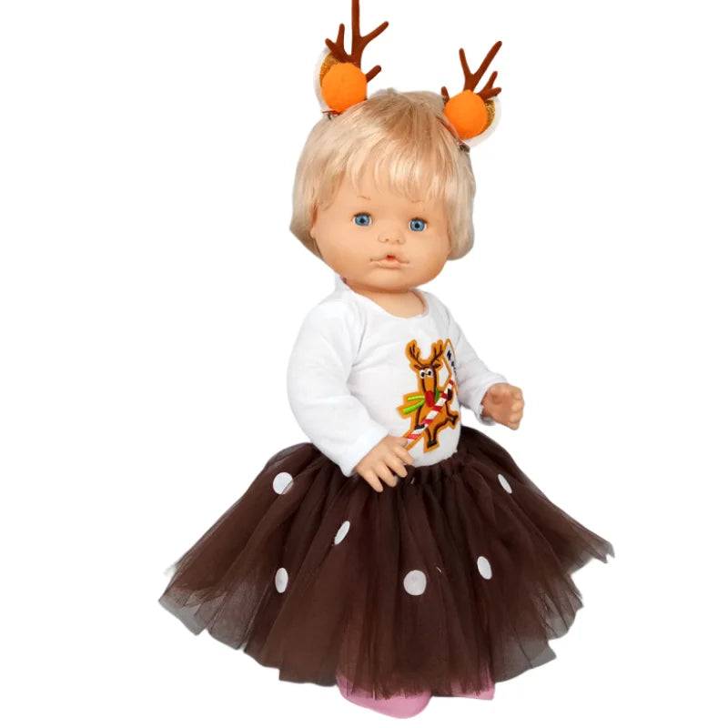 Nenuco 17-Inch Baby Doll Dress - Festive Christmas Tree Design with Red & Green Skirt for 40cm Dolls