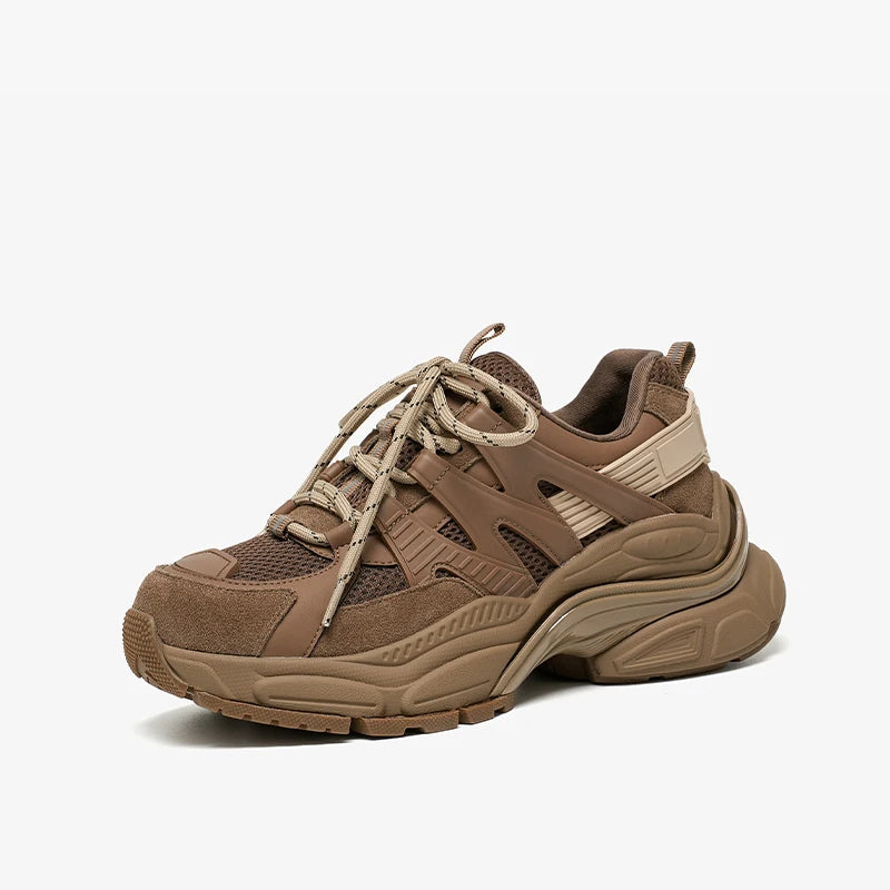 BEAUTODAY Platform Sneakers Women Mesh Solid Color Breathable Trainers Lace-up Round Toe Thick Sole Ladies Shoes Handmade 29462