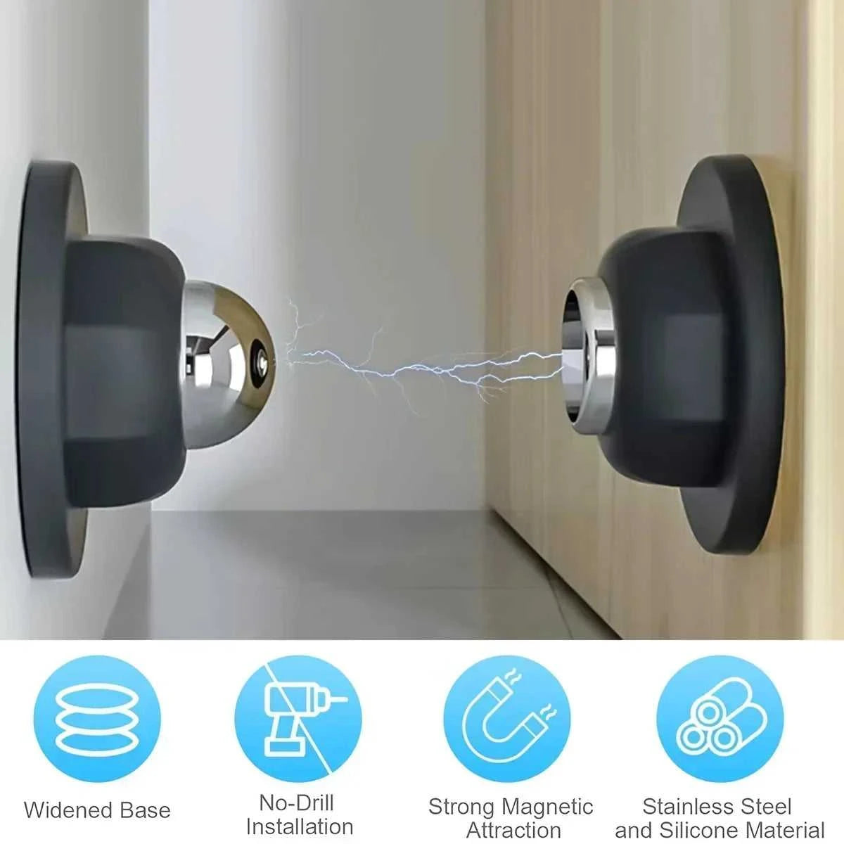 Magnetic Door Stopper Holder Free-punch Kitchen Door Stop Silicone Anti Collision Windproof Household Accessories Retainer The jack market .AU The jack market .AU Home $ 50 14:10#white