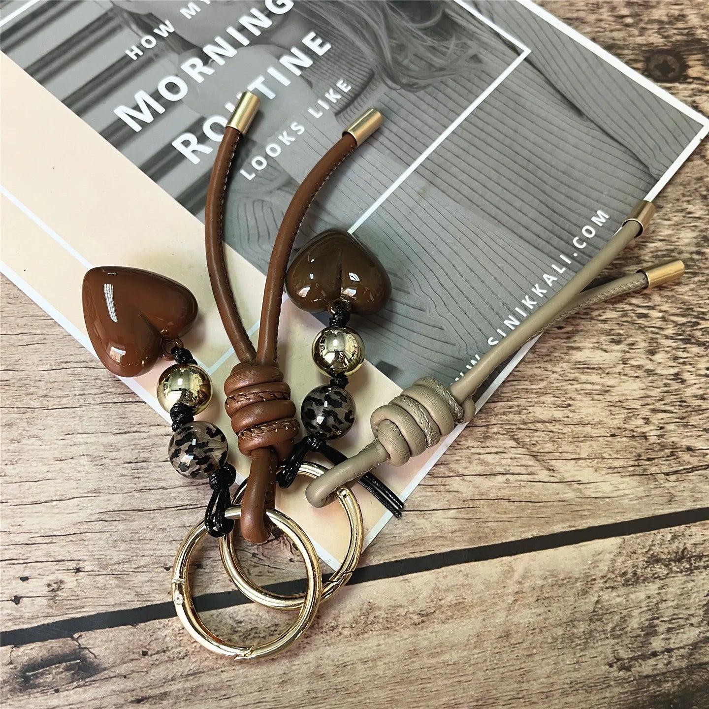 Female Keychain with PU Leather Lanyard for Keychain DIY Mobile Hanging Tape Accessories Rope Vintage Phone Cellular Decorations