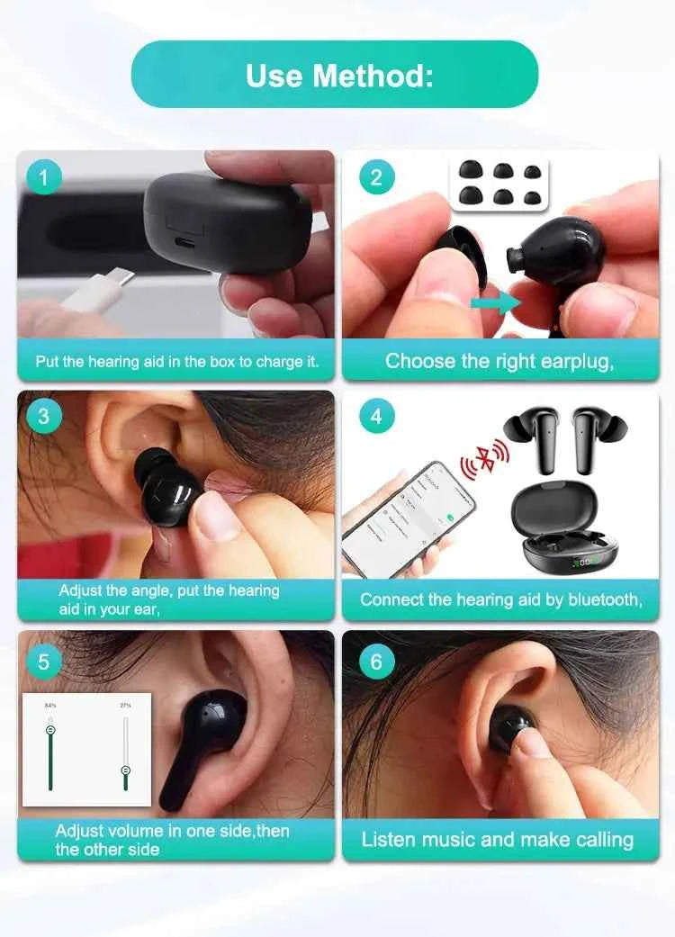HearingPro Bluetooth Hearing Aids - 12 Channels, APP Control, Noise Reduction for Seniors