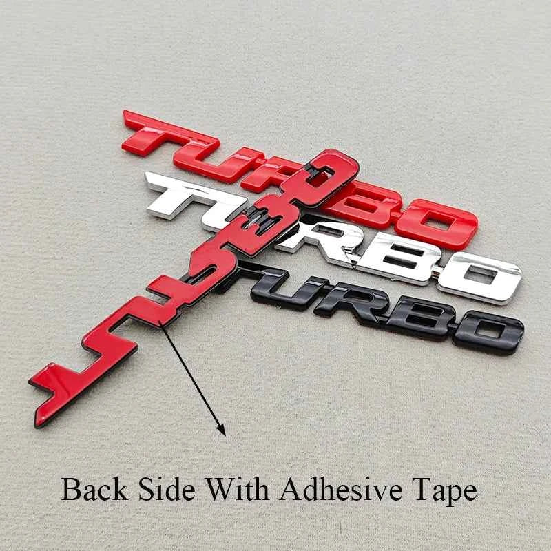 3D ABS Chrome Black Car Sticker Logo TURBO Fender Side Badge Rear Trunk Emblem Decals For Car Sport TURBO Universal Accessories