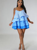 Women's Ruffle Satin Mini Dress – Sleeveless Square Neck Party Dress