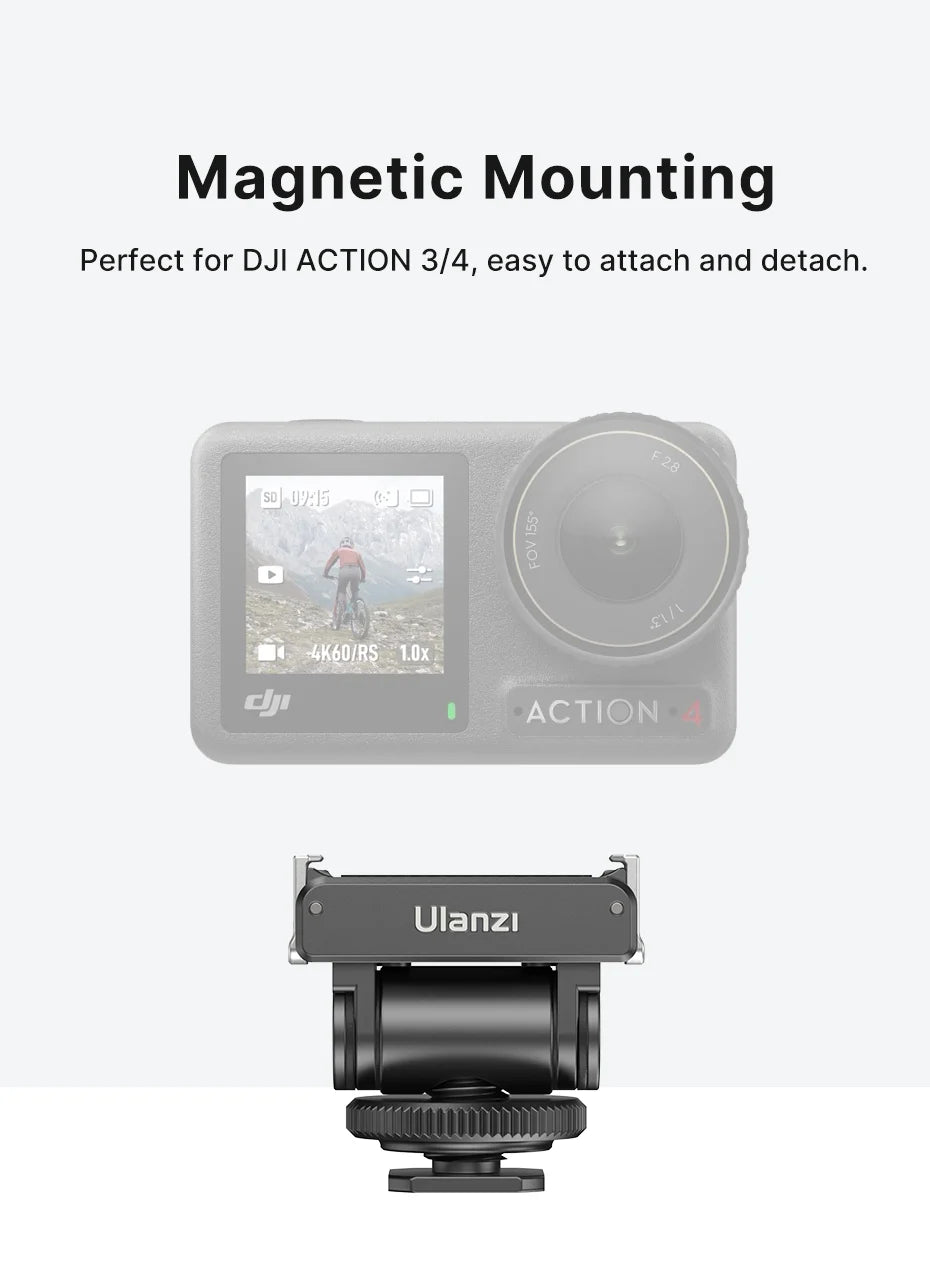 Ulanzi CA22 Cold Shoe Mount Adapter for DJI OSMO ACTION 3/4 with 1/4 Threaded Screw Adapter for Photograph Camera Magic Arm