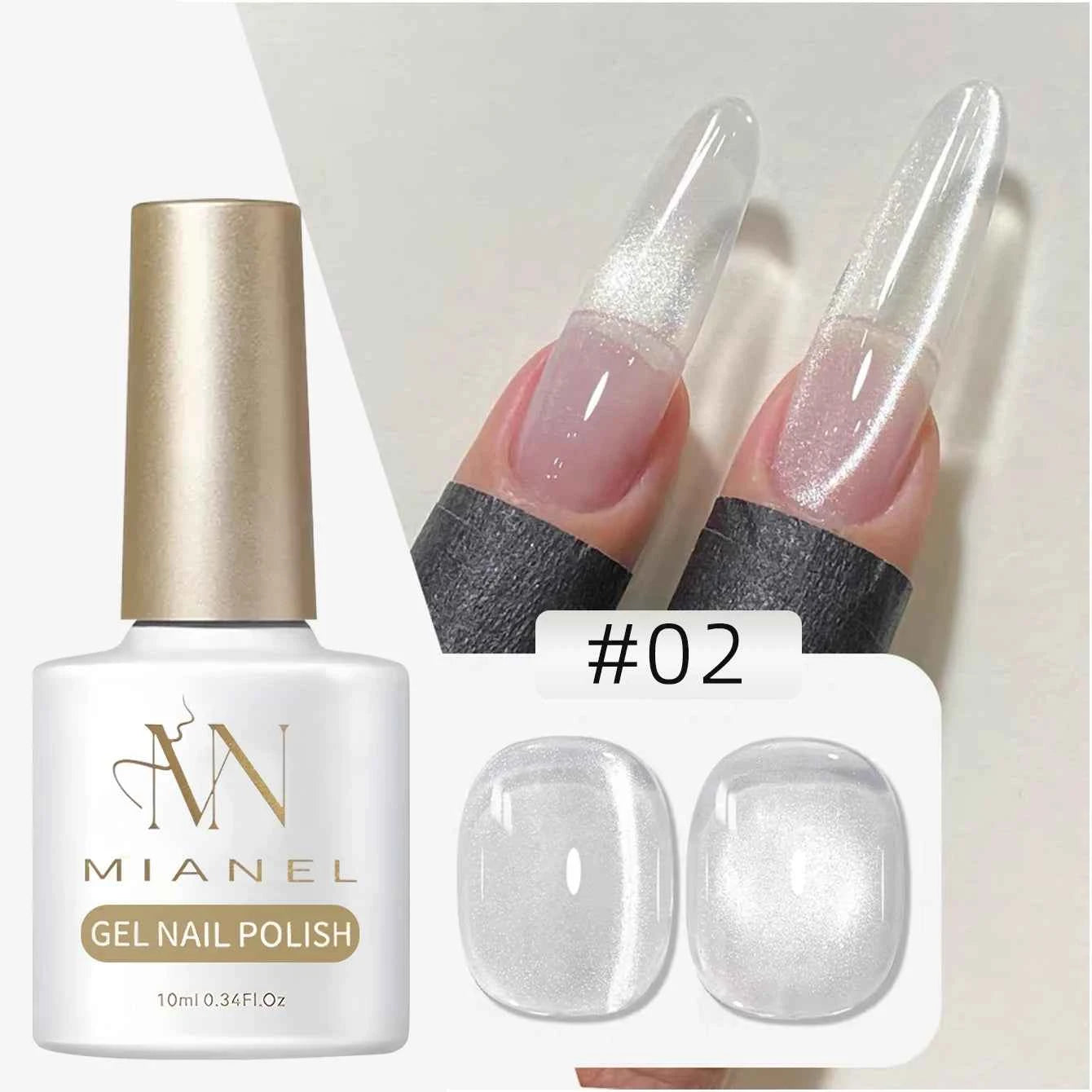 10ML 1-8pcs 2026 New Style Clear Universal White Glass Beads Cat Eye Magnet Gel Nail Polish Suitable For Toe Nails White Nails