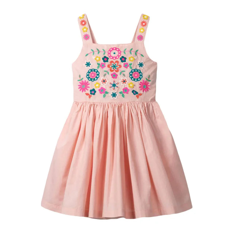 Little maven 2026 Cartoon Giraffe Summer Dress Cotton Soft Casual Clothes Baby Girls Lovely Wear for Toddler Kids 2 to 7 years