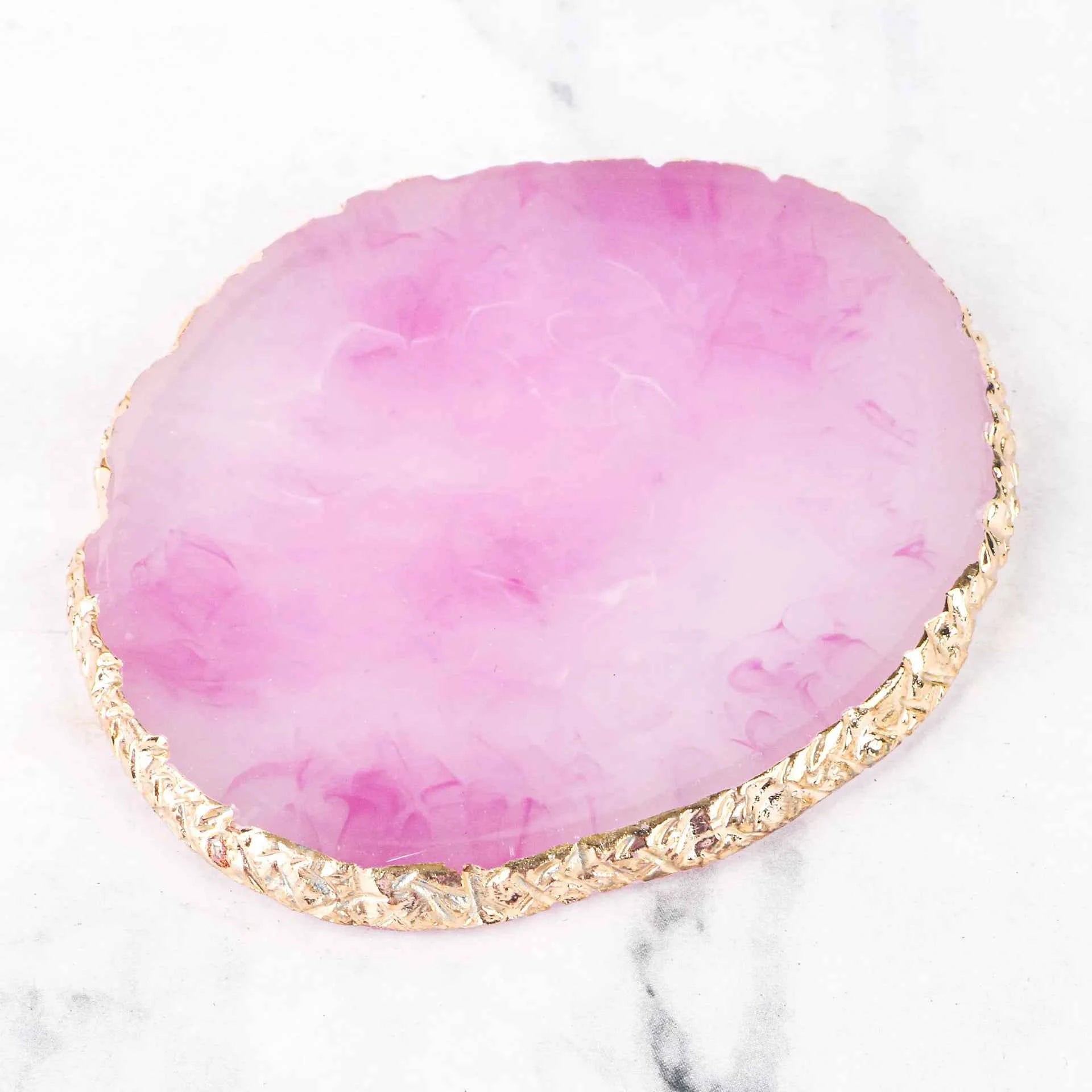 1PC Round Resin Agate Stone Nail Art Palette False Nail Tips Mixing Color Drawing Pallet Gel Polish Display Shelf Manicure Tool