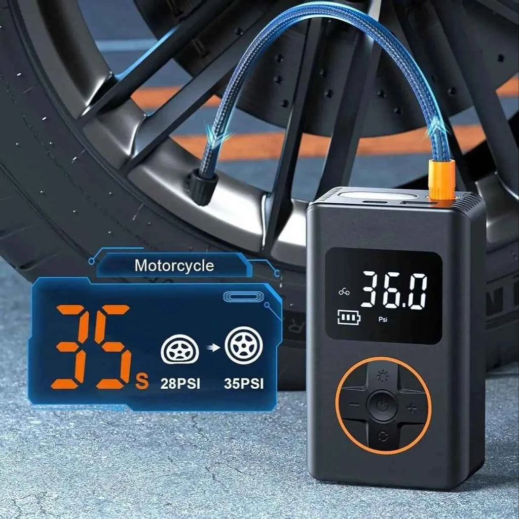 Tire Inflator Portable Air Compressor 150 PSI Cordless Mini Bike Tire Pump, Air Pump for Car with Pressure Gauge, LED Light
