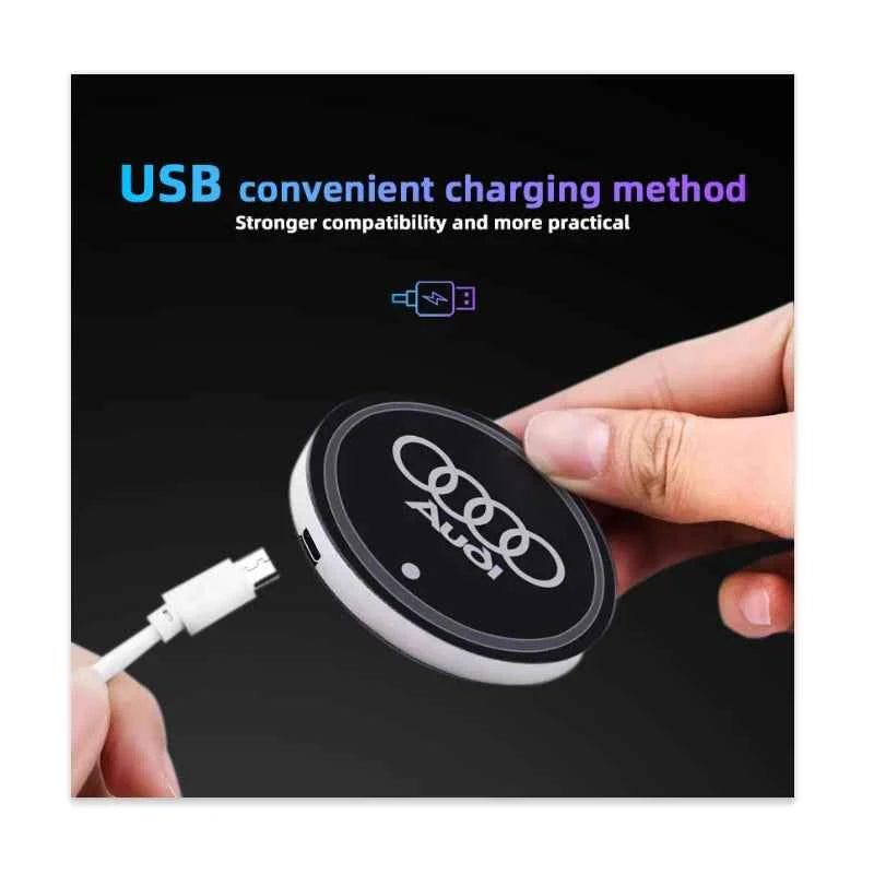 LED Light Car Water Cup Coaster Drinks Holder Mat for Audi A6L A3 A4 A5 A6 A7 A8 Q4 Q5 Q6 Q7 Q8 TT S3 S5 S7 S8 RS7 RS6 Sline b9