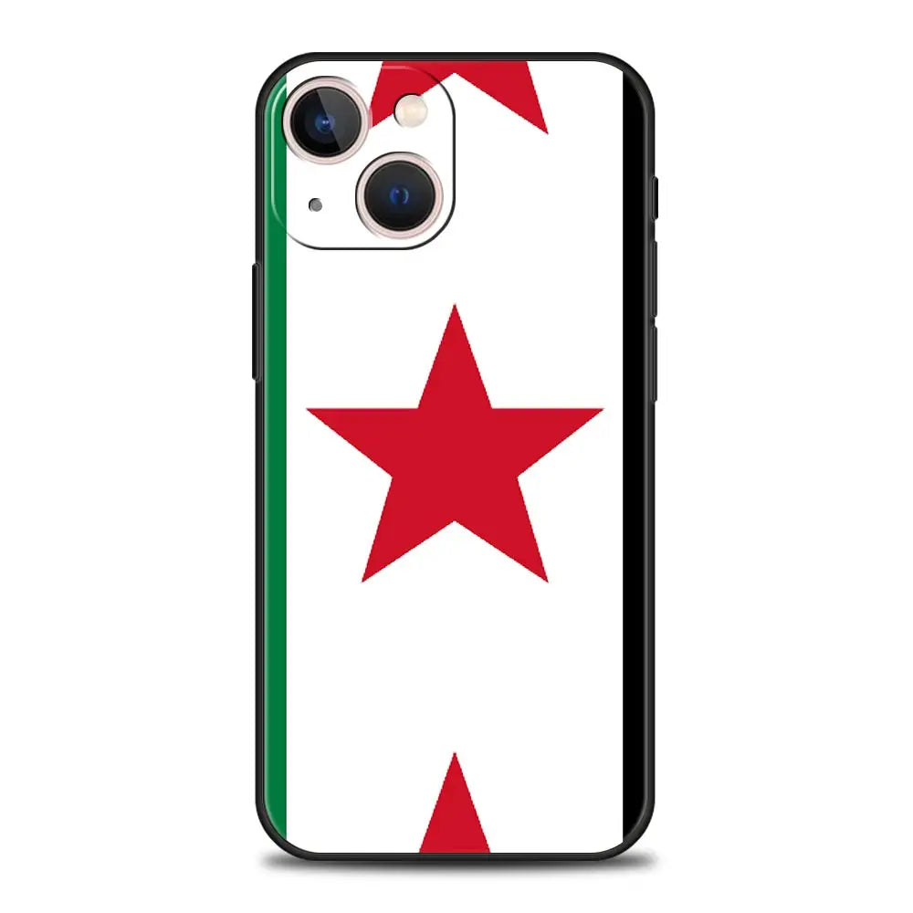 Phone Case For iPhone 16 15 14 13 12 11 Pro Max XS X XR SE 7 8 Plus Soft Silicone Black Cover Funda Luxury Syria flag