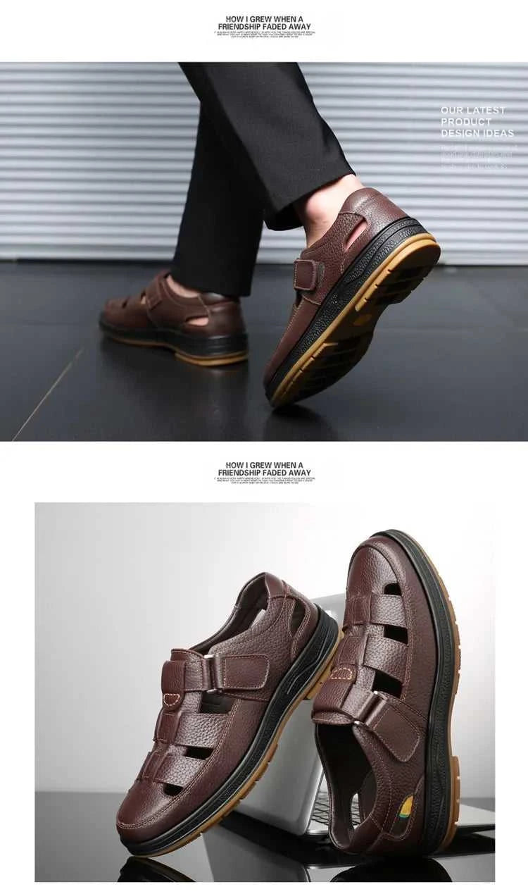 Men's Genuine Leather Sandals Breathable Summer Casual Shoes Soft Bottom Anti-Slip Hollow out Design Comfortable Dad Shoes The jack market .AU The jack market .AU Step Up Your Style: Trendy Shoes for Every Occasion! $ 74 14:193;200000124:200000364
