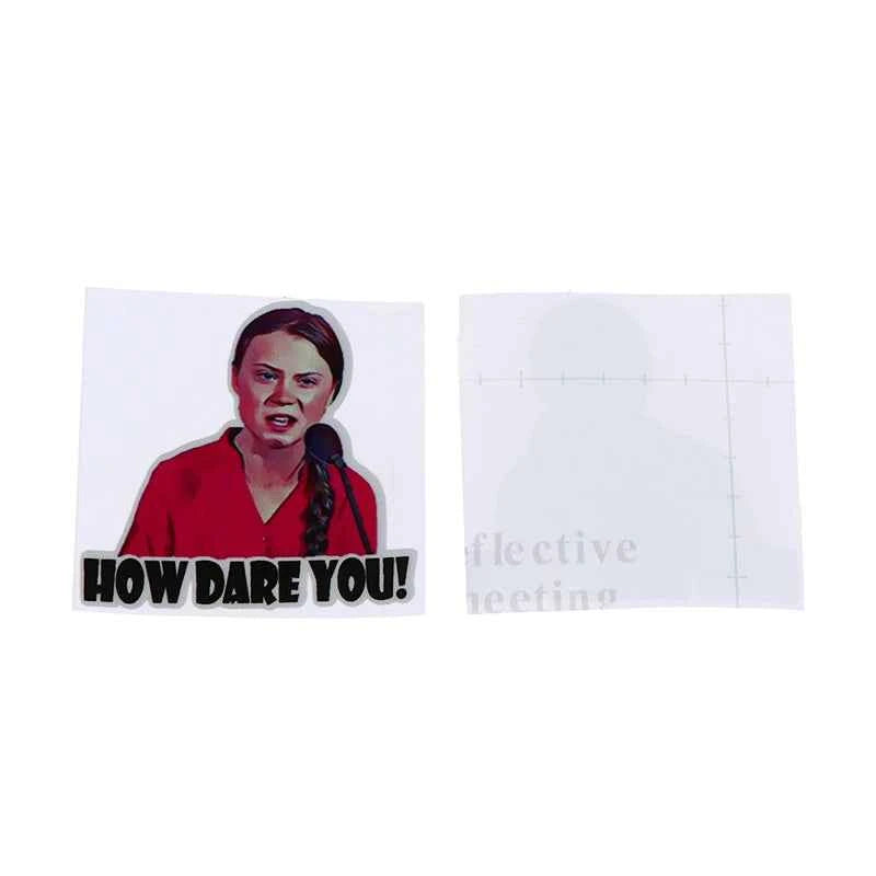 2pcs 8*8cm How Dare You Greta Thunberg Vinyl Decal Sticker Window Truck Car