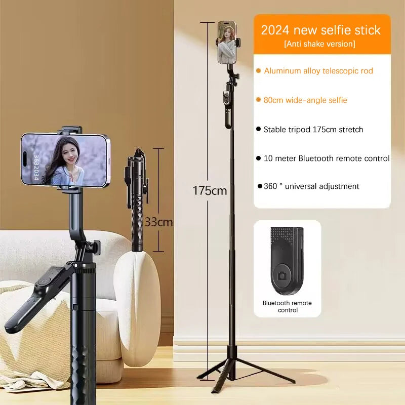 FANGTUOSI 2024 New Wireless Selfie Stick Tripod Foldable Stand For Gopro Action Cameras Smartphones Balance Steady Shooting Live