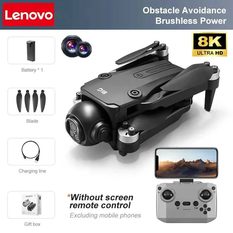 Lenovo D18 Drone 8K Aerial HD Dual-Camera Intelligent Obstacle Avoidance Brushless Power 5G WIFI Screen Remote Control GPS Drone The jack market .AU The jack market .AU Drones $ 97 14:175#Black-8K HD-VR