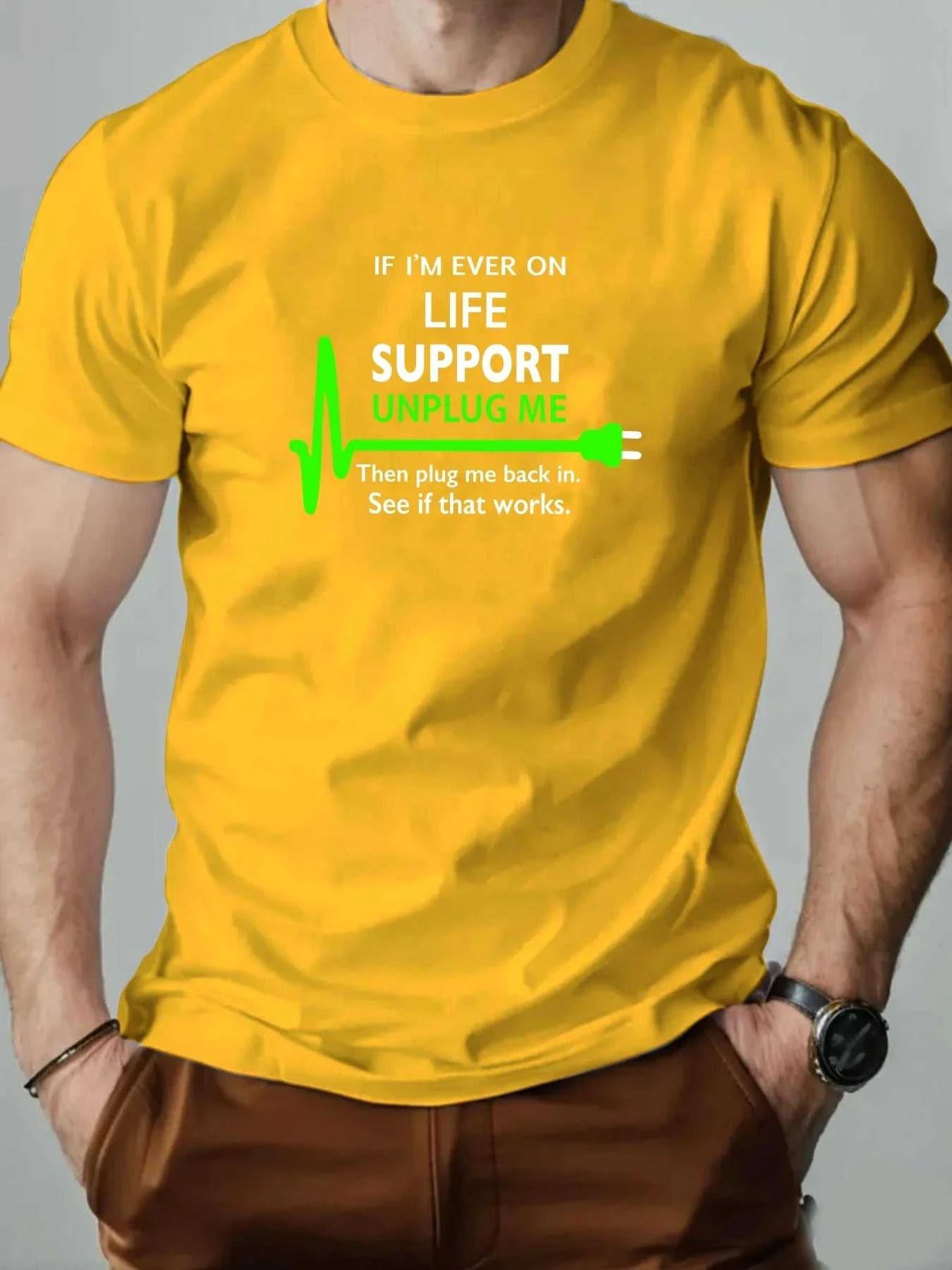 100% Cotton Men's Round Neck T-shirt Creative "Life Support Unplug" Socket Graphic Print Breathable Casual Loose Oversized Tee The jack market .AU The jack market .AU Men Fashion $ 39 14:1254#Light Blue;200007763:201336100;5:361386