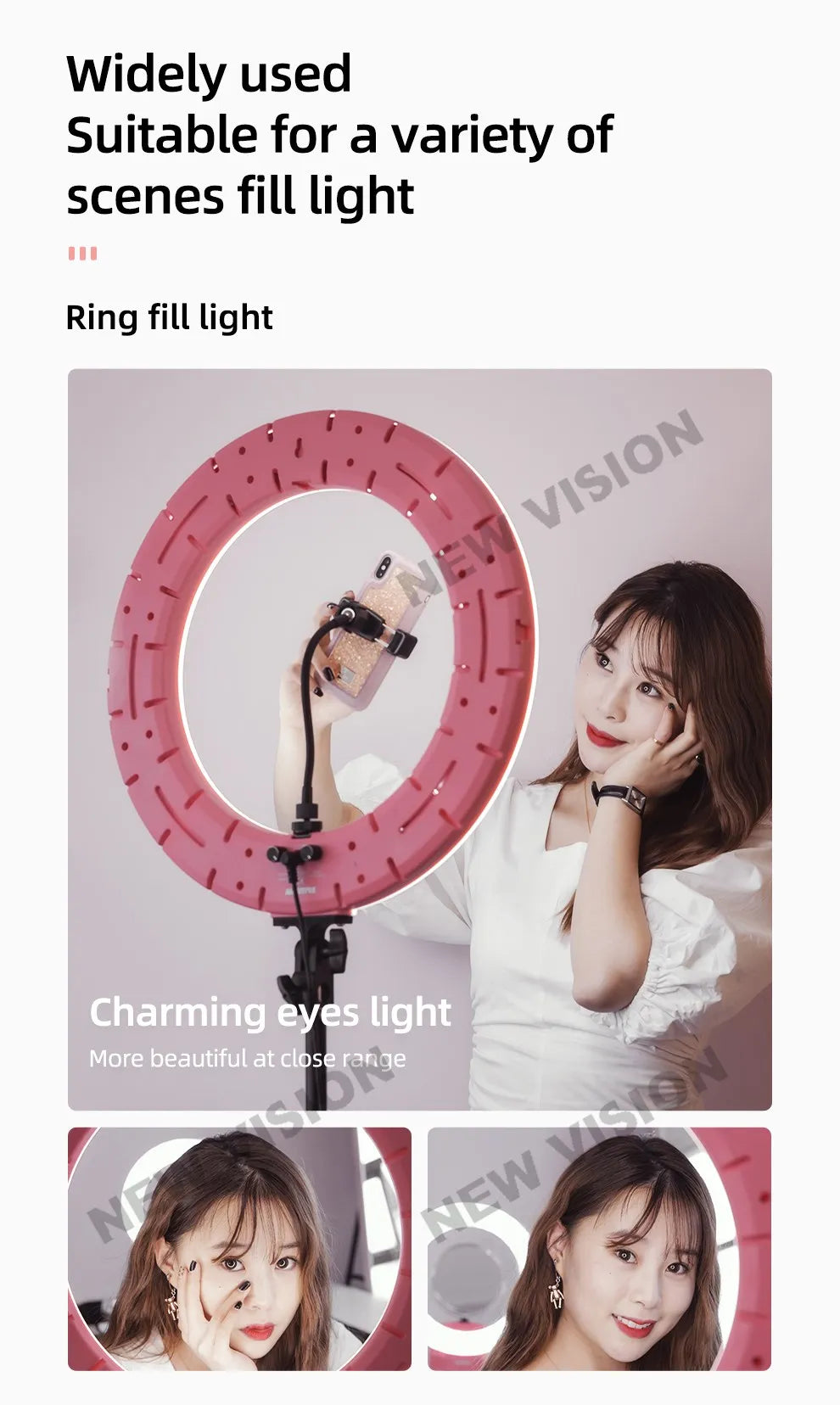AMBITFUL 18" 21" 50W LED Ring Light Annular Lamp Bi-color 3000K-6000K  + Remote Control for Video YouTube Ringlight Makeup Light