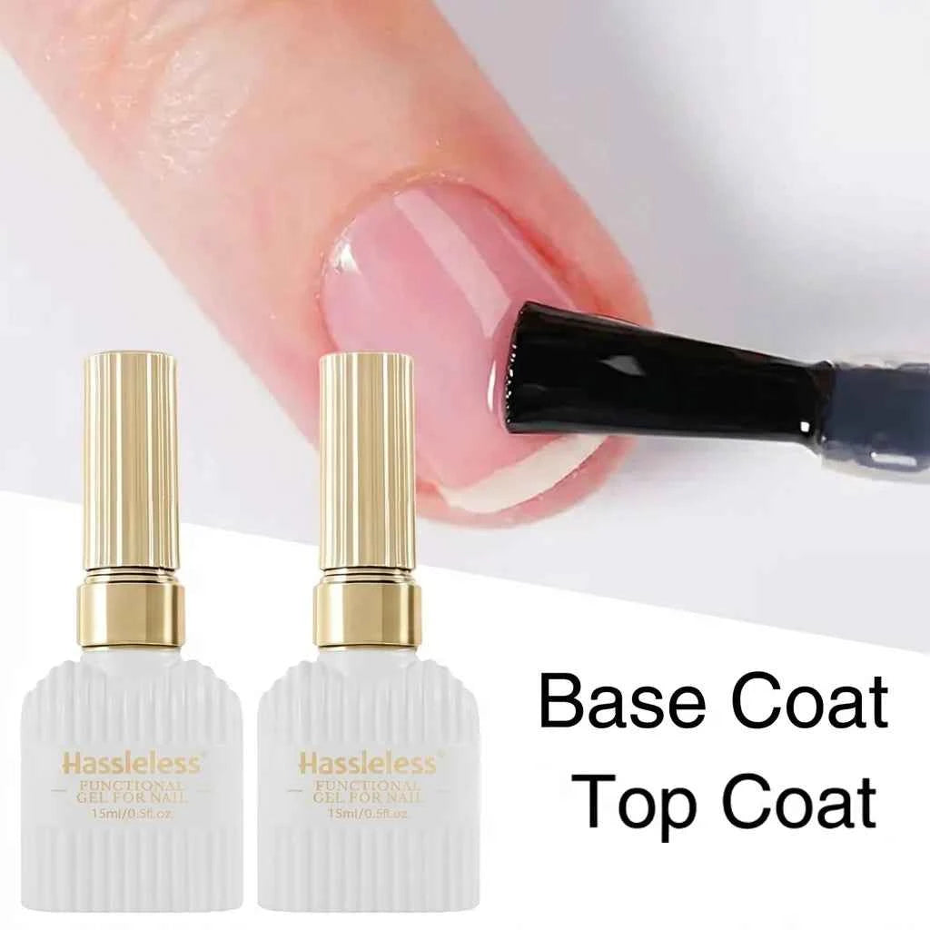 Hassleless  15ml No-Wipe Gel Nail Polish  (Base Coat  Top Coat) / LED Gel Removable Nail Polish