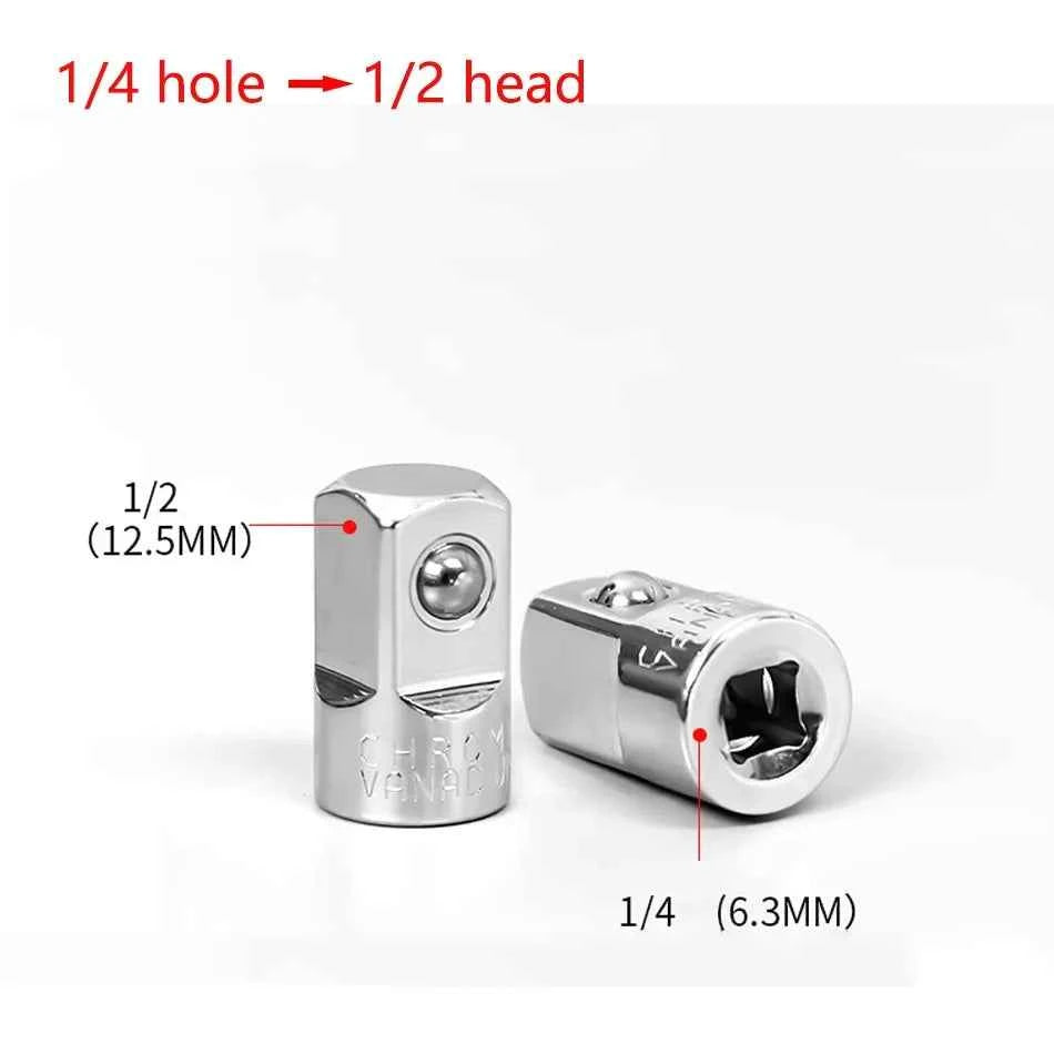 1/4" 3/8" 1/2" Ratchet Wrench Socket Converter Sleeve Head Chrome Vanadium Sleeve Drive Converter Transform Joint Hand Tools