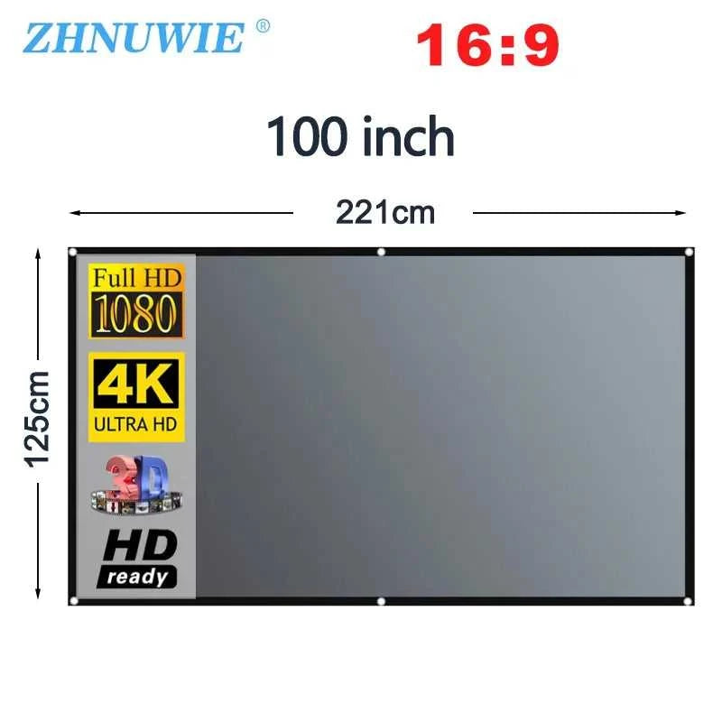ZHNUWIE Projector Screen 16:9 Metal Anti Light Curtain Reflective Fabric Cloth For YG300 XGIMI H3 HALO Mogo Xiaomi DLP Projector The jack market .AU The jack market .AU Accessories Electronics $ 71 977:202689808