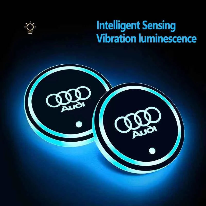 LED Light Car Water Cup Coaster Drinks Holder Mat for Audi A6L A3 A4 A5 A6 A7 A8 Q4 Q5 Q6 Q7 Q8 TT S3 S5 S7 S8 RS7 RS6 Sline b9