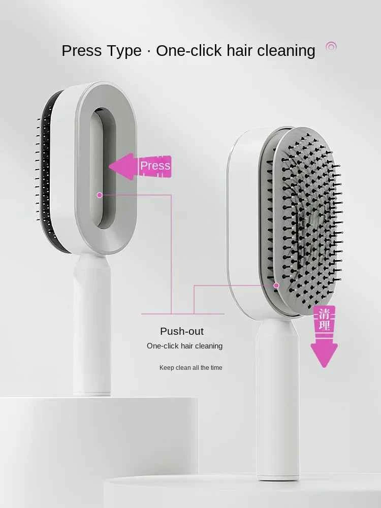 Self-Cleaning Hair Brush for Women | One-Key Airbag Massage & Anti-Static Comb | Effortless Hair Care