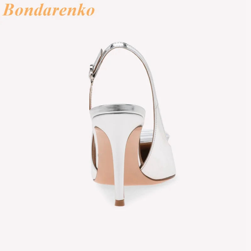 Square Buckle Singback Pumps Thin High Heel Sexy Pointed Toe Slip On Fashion 2024 Spring Summer Women Dress Shoes