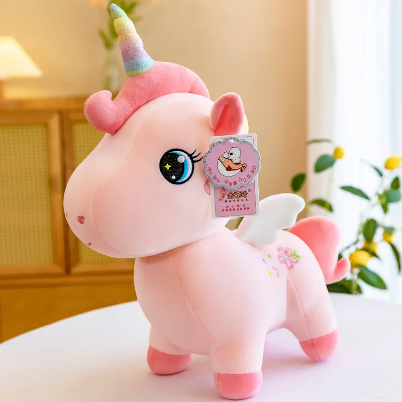 Cute Pink Unicorn with Wings Plush Toy Doll Soft Stuffed Kawaii Animals Princess Cartoon Pillow Cushion Birthday Gift for Girl