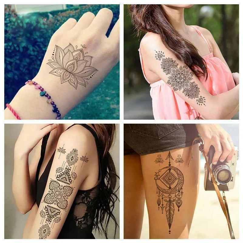 Henna Luxe Temporary Waterproof Tattoos - Sexy Body Art for 6 Months, Perfect for Festivals and Bold Self-Expression
