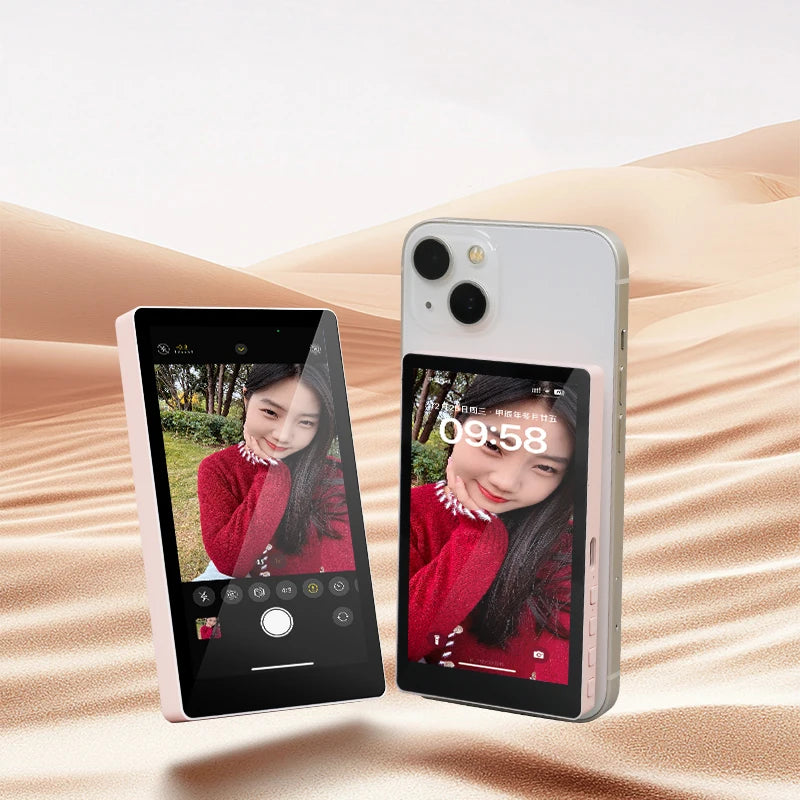 Wireless Magnetic Mount Vlog Selfie Monitor Screen Phone Rear Camera Selfie WiFi Bluetooth Connection for Selfie Live Vlog