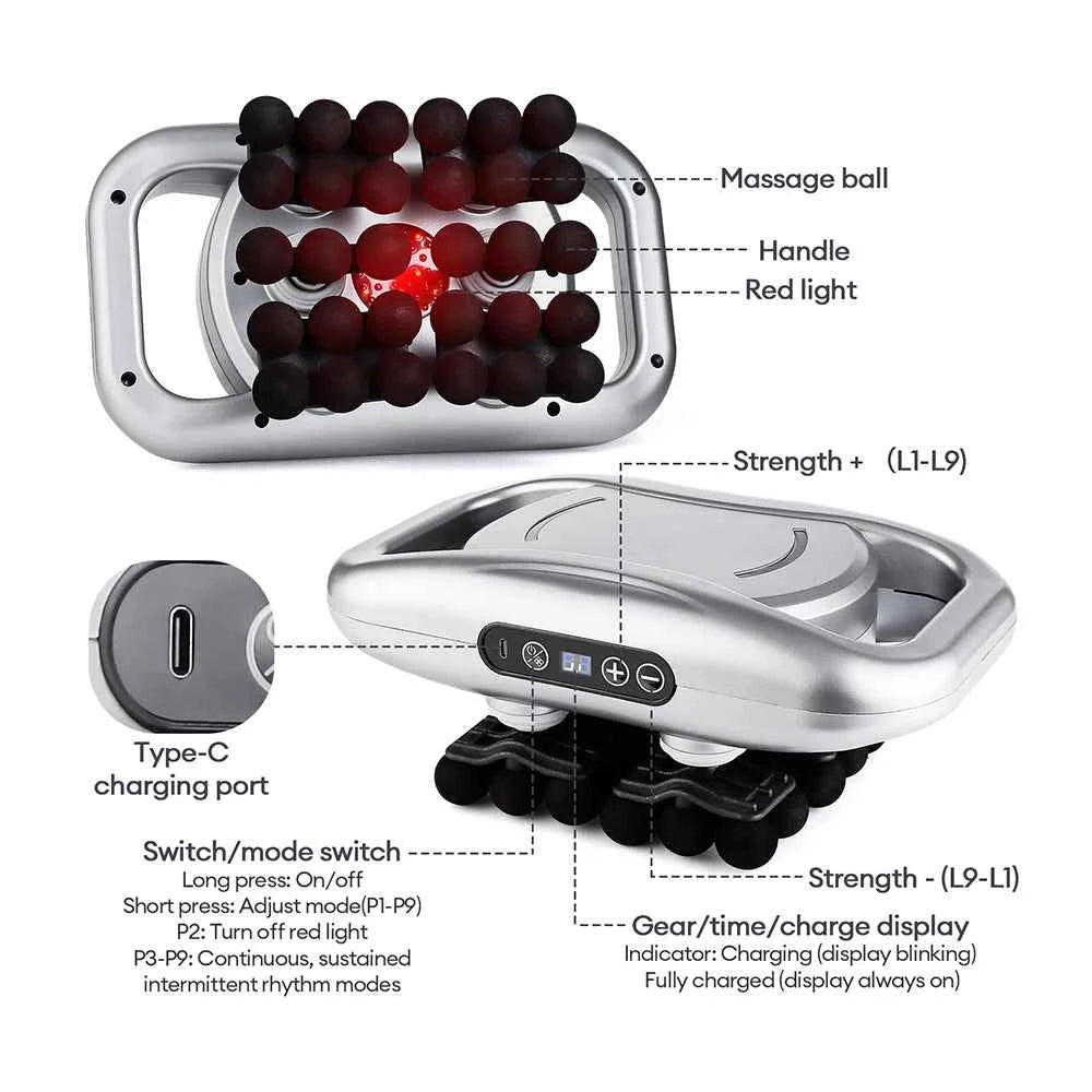 Electric Fascia Gun Massage 30 Heads Fascia Massage Gun Back Waist Massager Vibration Leg Body Muscle Relaxation masajeador