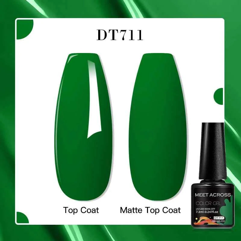 MEET ACROSS 7.3ml Gel Nail Polish Vernis Summer Simple Green Series UV Gel Nail Varnish Semi Permanent Nail Art Manicure