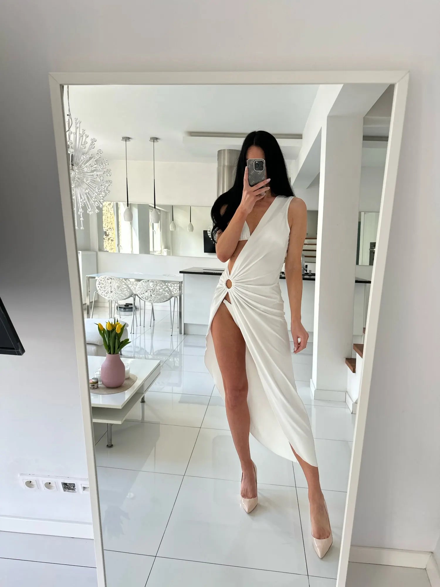 Women's One-Shoulder Asymmetric Beach Dress – Midi Bikini Cover-Up