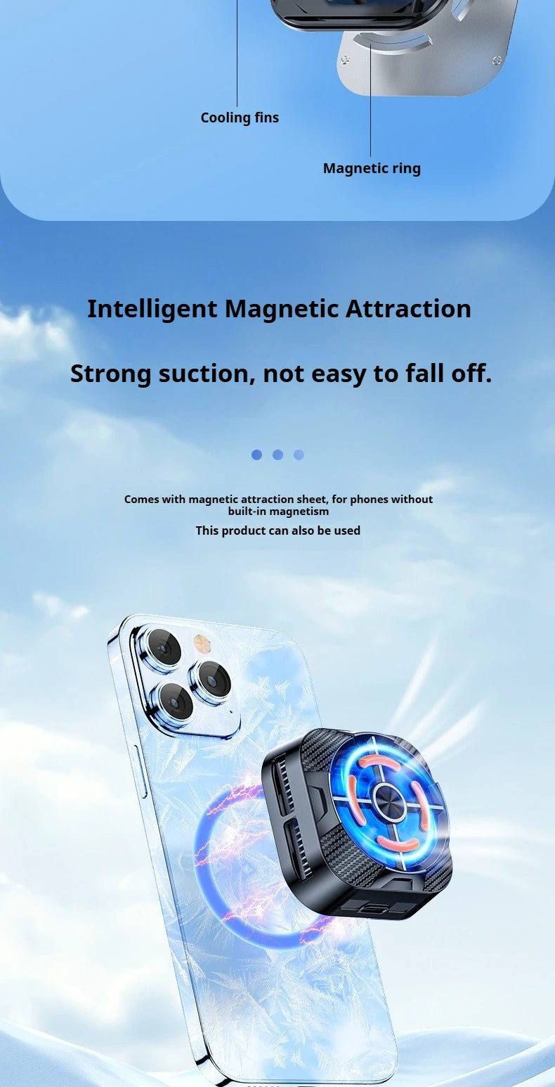 New Mobile Phone PUBG Game Cooler Semiconductor AI Temperature Control with RGB Light Magnetic/Back Clip Cooling Radiator
