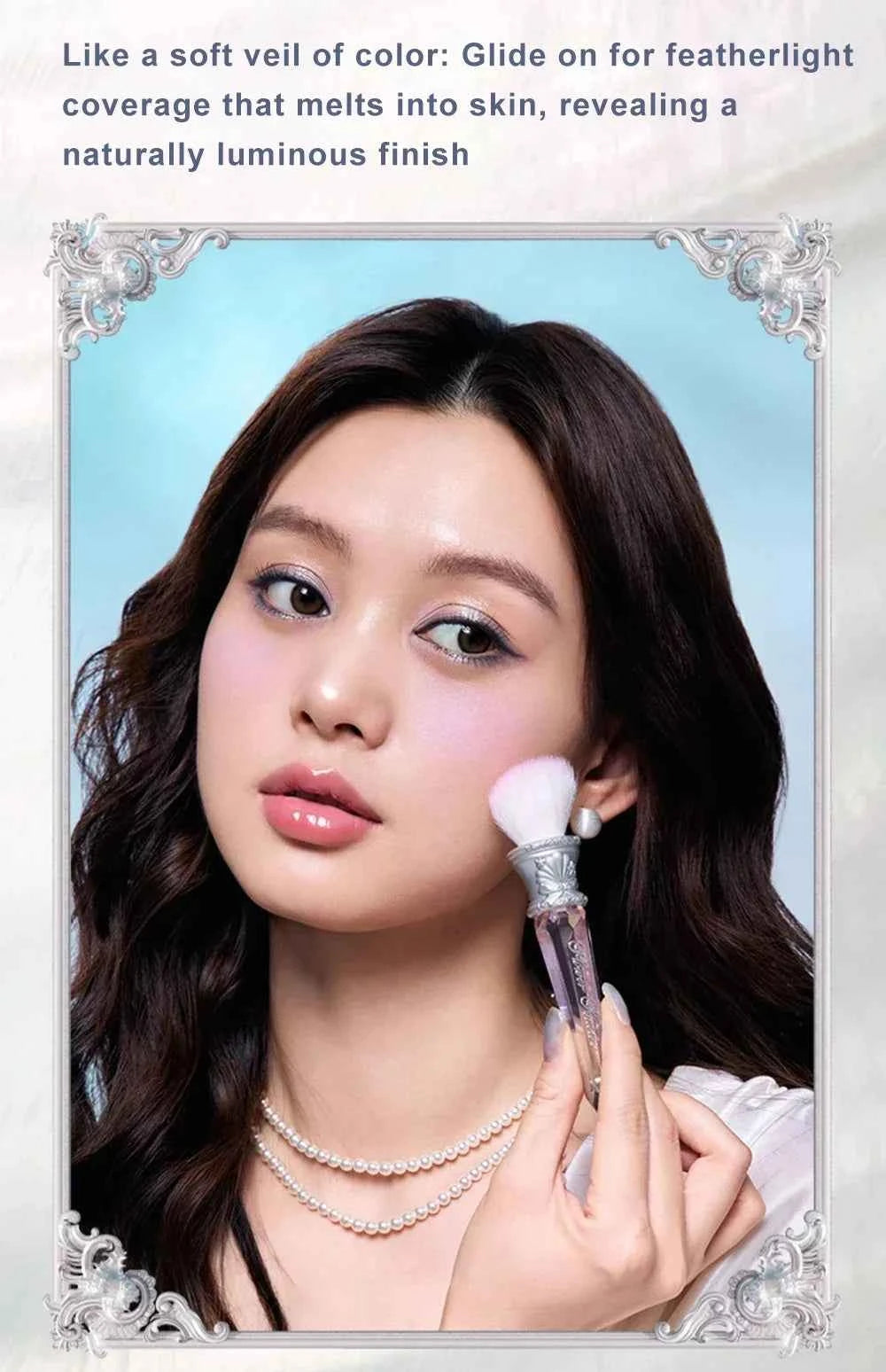 Flower KnowShell Jewel Butterfly Blush Brush - Cloud-Shaped Angled Bristles for Flawless Application