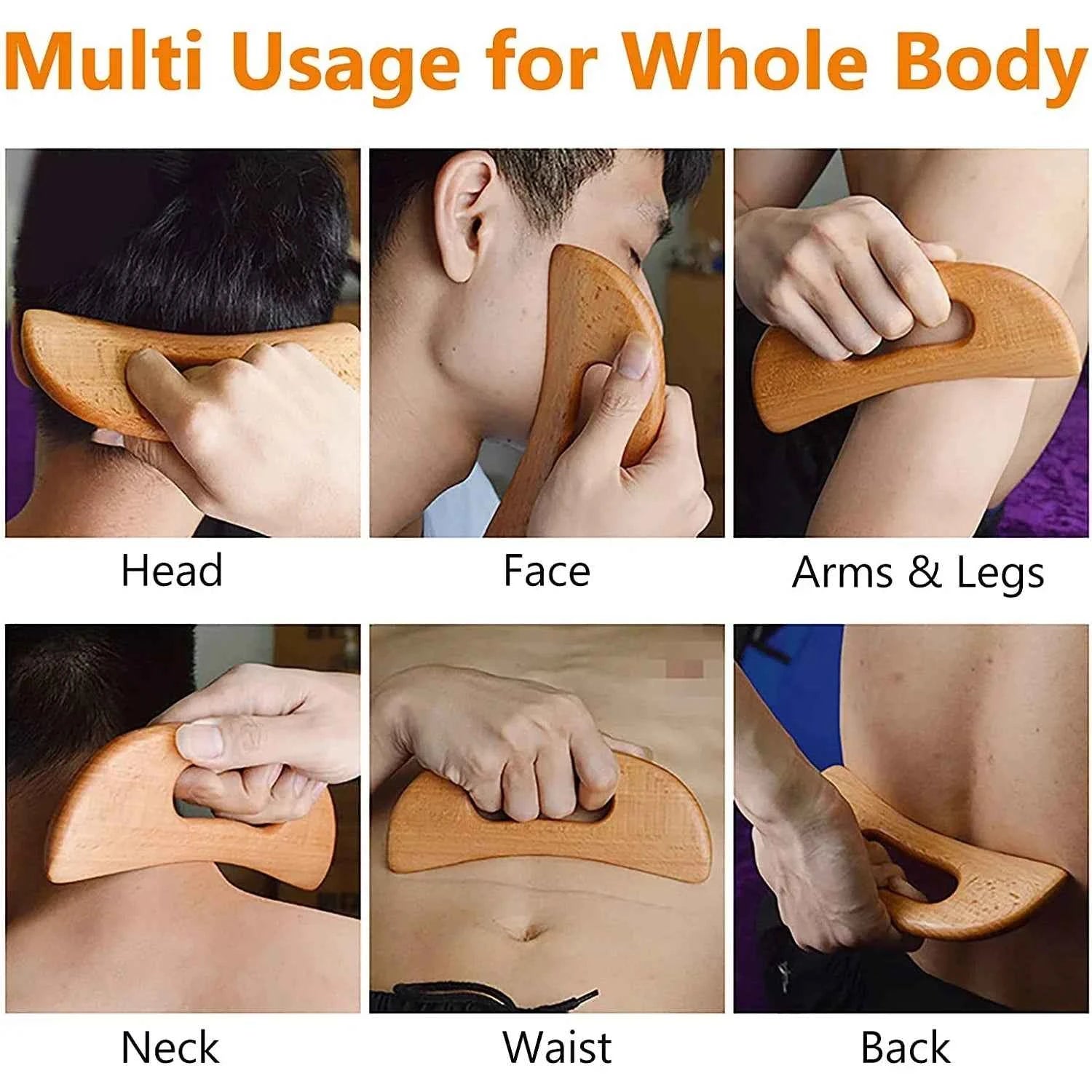 2PCS Lymphatic Drainage Massager Wooden Gua Sha Tool for Body Massage Scraper for Anti Cellulite Body Gua Sha Paddle
