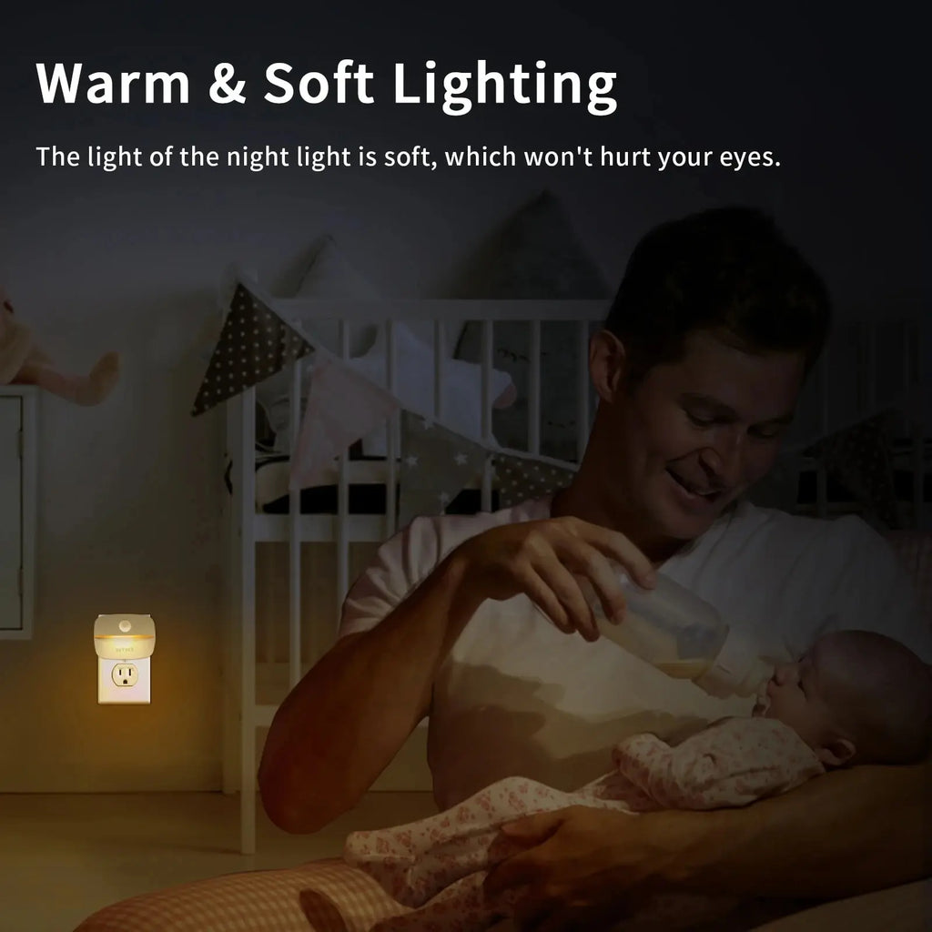 LED Night Light With Motion Sensor Light EU US Plug Socket Lamps Children Night Lights Wireless Wall Bedside Bedroom Night Lamp - Jack market 1988Jack Market 1988