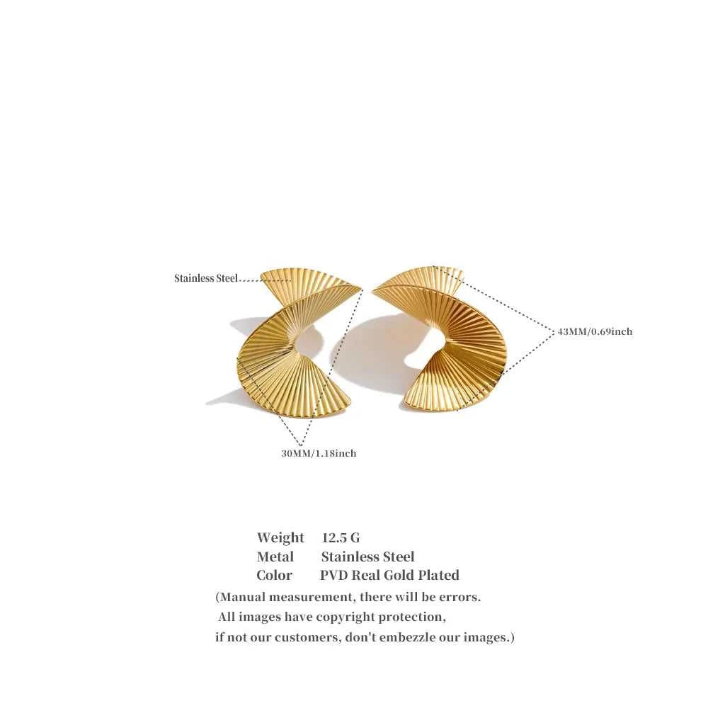 Yhpup Statement Stainless Steel Metal Twist Gold Color Geometric Stud Earrings Fashion Temperament Waterproof Jewelry Wholesale The jack market .AU The jack market .AU Jewellery & Chains $ 52 200001034:361181#YH3093A Steel