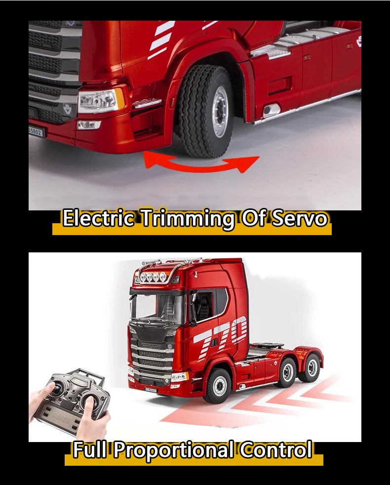 HUINA 1501 1/18 RC Truck 19CH 770S Alloy Tractor 2.4G remote control Engineering Trailer Truck with Light and Sound Toys for Kid