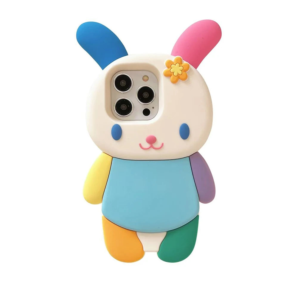 Kawaii Bunny 3D Silicone Phone Case - Shockproof & Adorable for iPhone 16/15/14/13/12 Pro Max