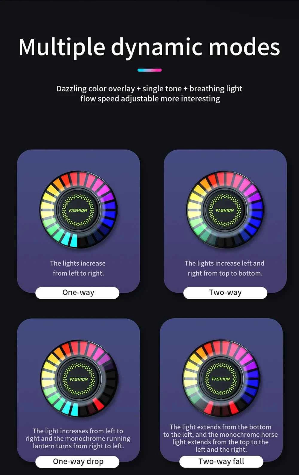Car Music Rhythm Lamp Air Freshener RGB LED Strip Sound Control Voice Rhythm Atmosphere Light  256 Colors Option App Control